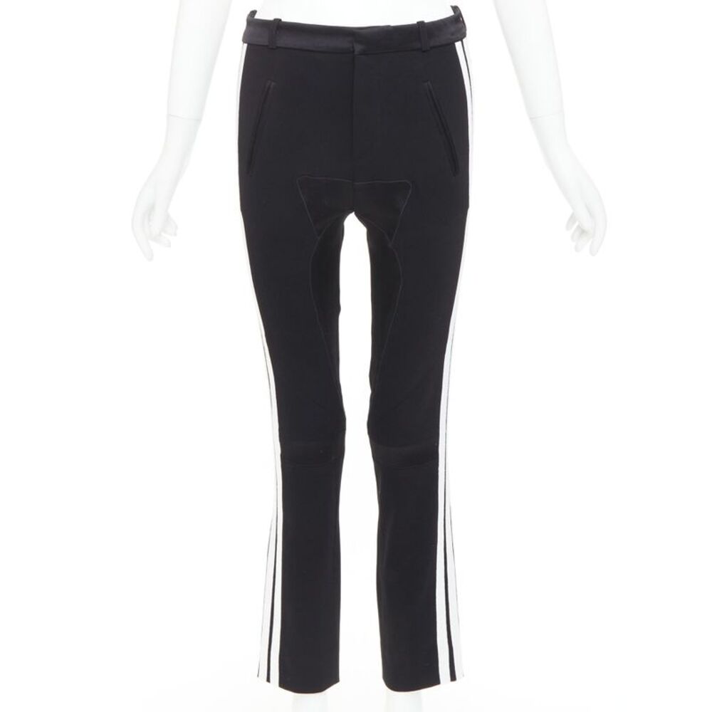 BALENCIAGA 2007 black white striped panelled bicycle inspired pants FR36 S